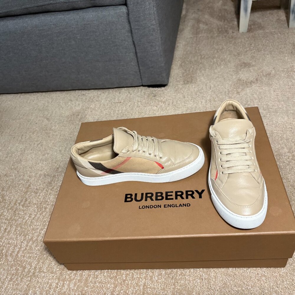 Burberry House Check & Leather Sneakers